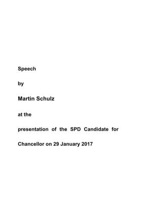 Martin Schulz at the Presentation of the SPD Candidate For