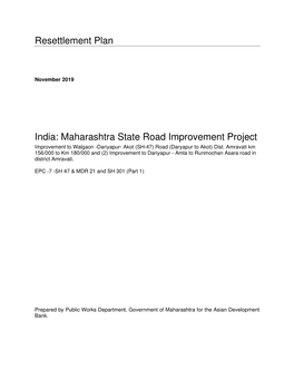 Resettlement Plan India: Maharashtra State Road Improvement Project