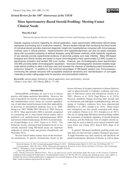 Mass Spectrometry-Based Steroid Profiling: Meeting Unmet Clinical Needs