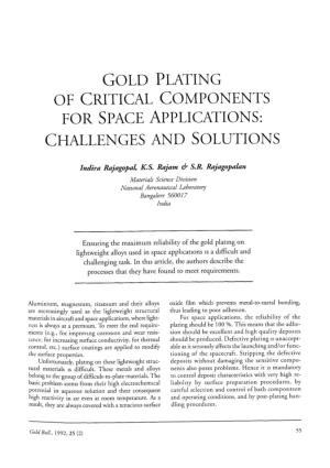Gold Plating of Critical Components for Space Applications: Challenges and Solutions