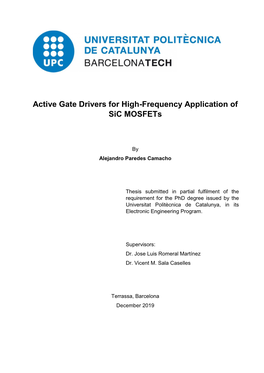 Active Gate Drivers for High-Frequency Application of Sic Mosfets
