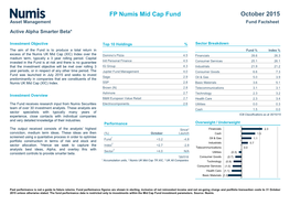 FP Numis Mid Cap Fund October 2015 Asset Management Fund Factsheet