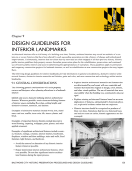 Design Guidelines for Interior Landmarks Chapter 9