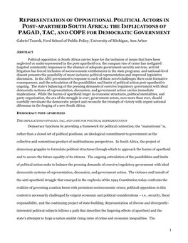 Pagad, Tac, and Cope for Democratic Government