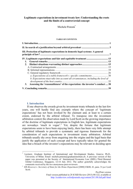Legitimate Expectations in Investment Treaty Law: Understanding the Roots and the Limits of a Controversial Concept