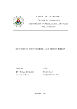 Information Retrieval from Java Archive Format