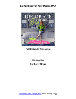 Discover Your Design DNA Full Episode Transcript Kimberly Grigg