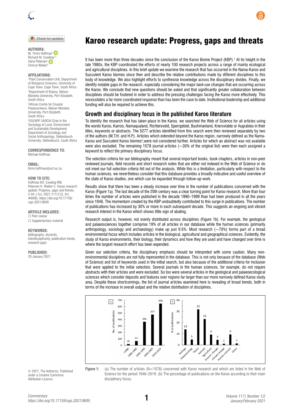 Karoo Research Update: Progress, Gaps and Threats AUTHORS: M