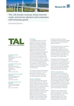TAL Life Boosts Revenue, Strips Internal Costs, and Serves Advisers and Customers with Amazing Speed