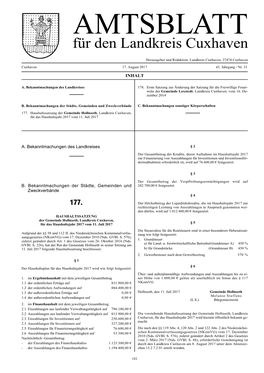 AMTSBLATT Für Den Landkreis Cuxhaven