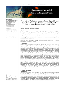 Food Rate of Ptychadena Mascareniensis, P. Pumilio And