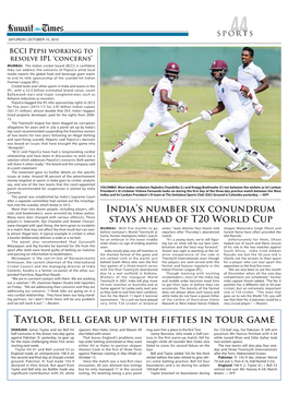 Taylor, Bell Gear up with Fifties in Tour Game