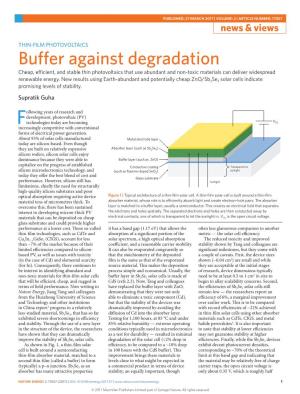 Buffer Against Degradation Cheap, Efficient, and Stable Thin Photovoltaics That Use Abundant and Non-Toxic Materials Can Deliver Widespread
