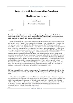Interview with Professor Mike Perschon, Macewan University
