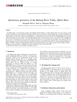 Quaternary Glaciation of the Bailang River Valley, Qilian Shan