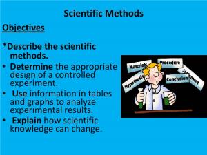 Scientific Methods Objectives