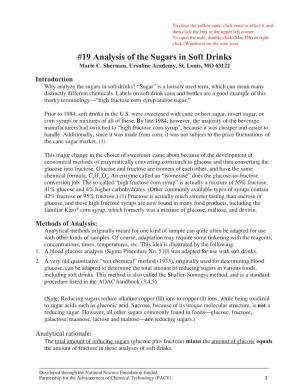 19 Analysis of the Sugars in Soft Drinks Marie C