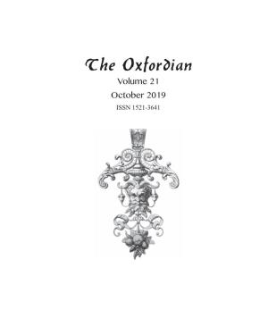 The Oxfordian Volume 21 October 2019 ISSN 1521-3641 the OXFORDIAN Volume 21 2019