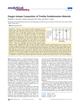 Oxygen Isotope Composition of Trinitite Postdetonation Materials Elizabeth C