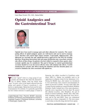 Opioid Analgesics and the Gastrointestinal Tract
