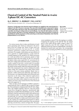 Classical Control of the Neutral Point in 4-Wire 3-Phase DC-AC Converters