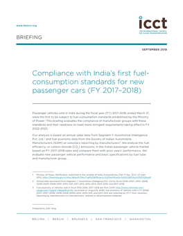 Compliance with India's First Fuel-Consumption Standards for New