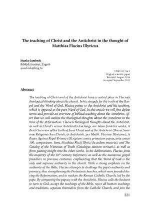 The Teaching of Christ and the Antichrist in the Thought of Matthias Flacius Illyricus