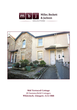 Mid Terraced Cottage 20 Summerfield Cottages, Whiteinch, Glasgow, G14 0RB