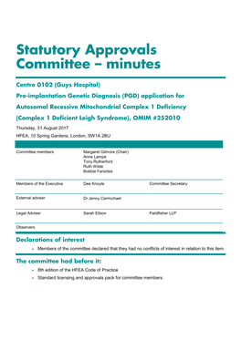 Statutory Approvals Committee – Minutes