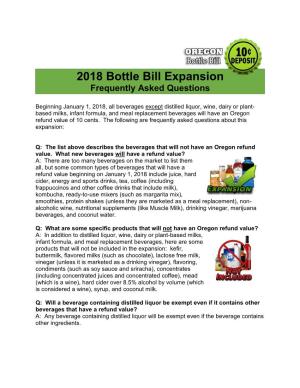 2018 Bottle Bill Expansion: Frequently Asked Questions