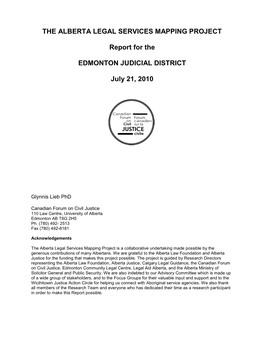Report for the EDMONTON JUDICIAL DISTRICT