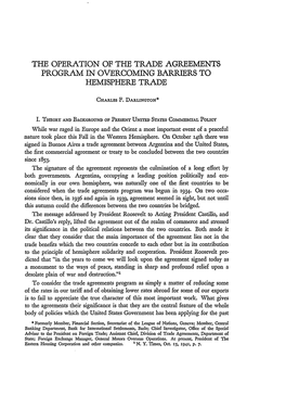 The Operation of the Trade Agreements Program in Overcoming Barriers to Hemisphere Trade