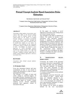 Formal Concept Analysis Based Association Rules Extraction