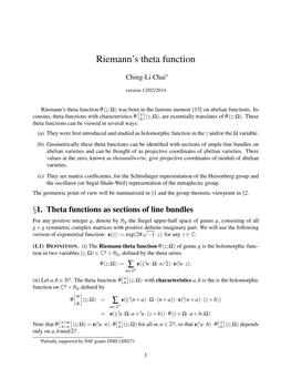 Riemann's Theta Function
