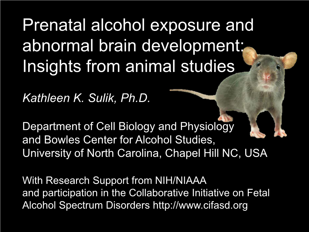 Prenatal Alcohol Exposure and Abnormal Brain Development: Insights from Animal Studies