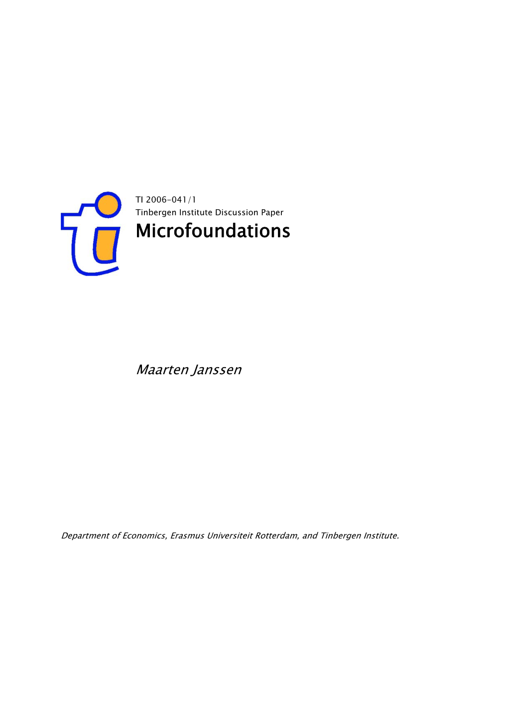 Microfoundations