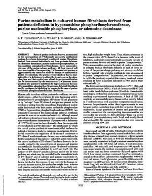 Purine Nucleoside Phosphorylase, Or Adenosine Deaminase (Lesch-Nyhan Syndrome/Immunodeficiency) L