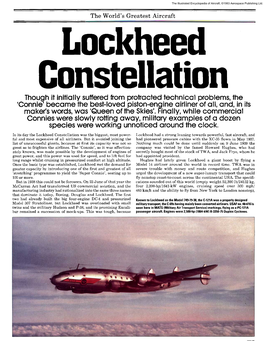 Lockheed Constellation Was the Biggest, Most Power - Lockheed Had a Strong Leaning Towards Powerful, Fast Aircraft, and Ful and Most Expensive of All Airliners