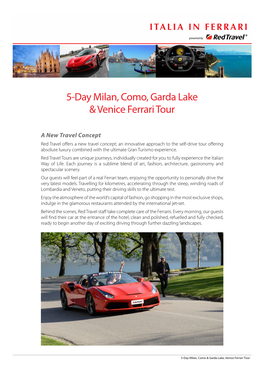 5-Day Milan, Como, Garda Lake & Venice Ferrari Tour