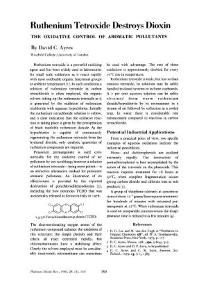 Ruthenium Tetroxide Destroys Dioxin the OXIDATIVE CONTROL of AROMATIC POLLUTANTS