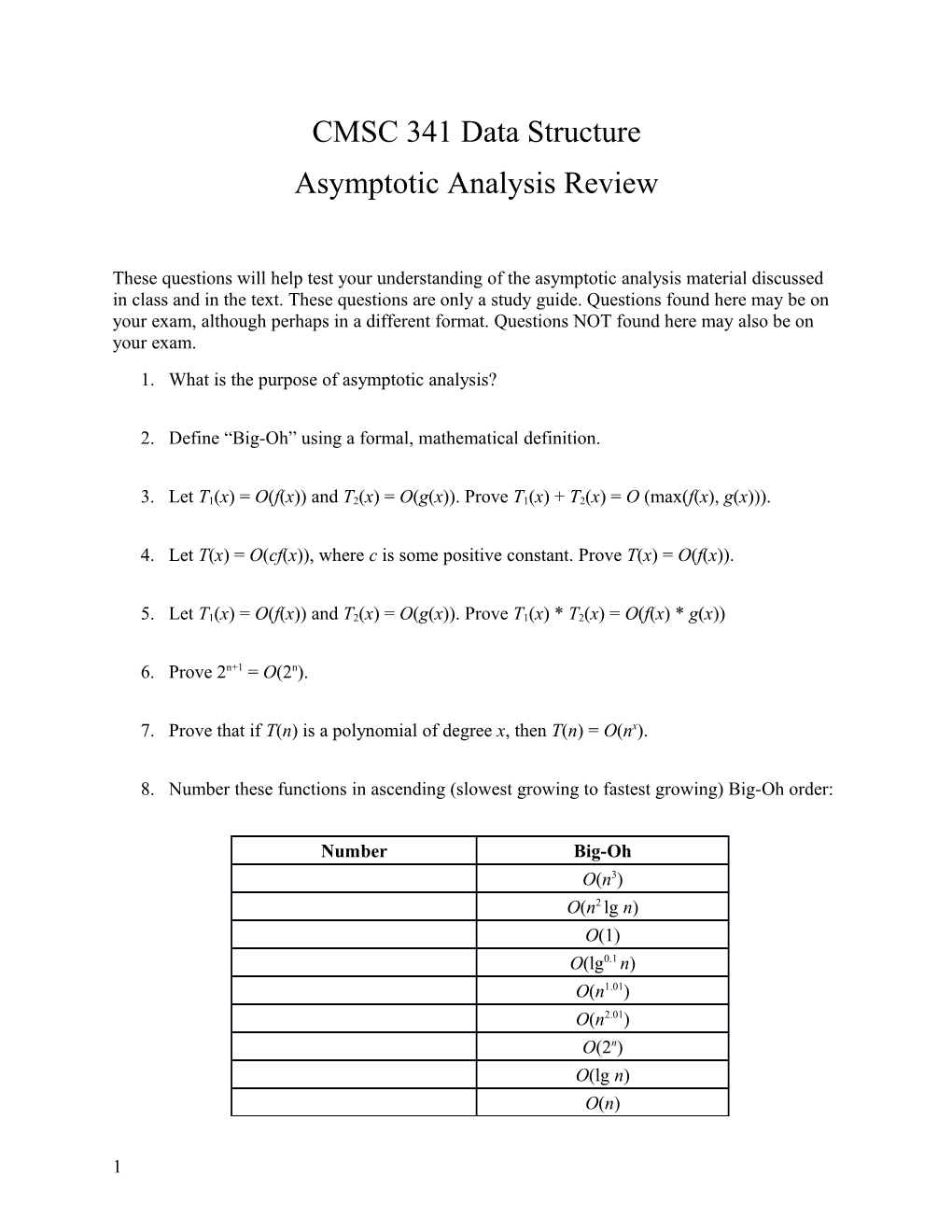 CMSC 341 Data Structure