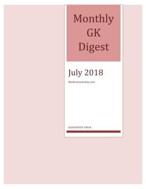 Gk Digest: July 2018