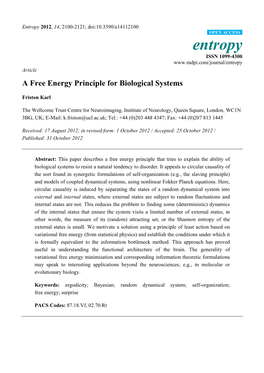 A Free Energy Principle for Biological Systems