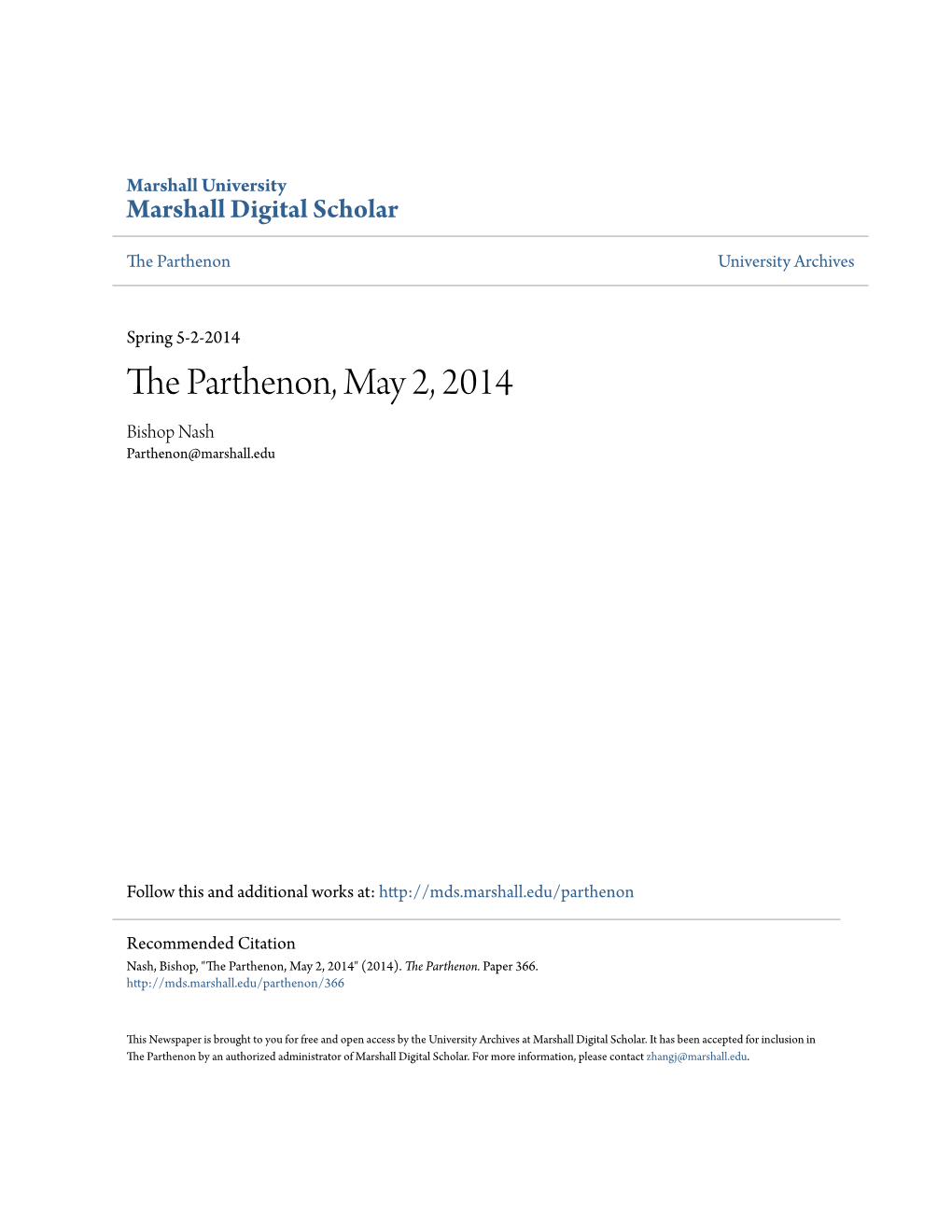 The Parthenon, May 2, 2014