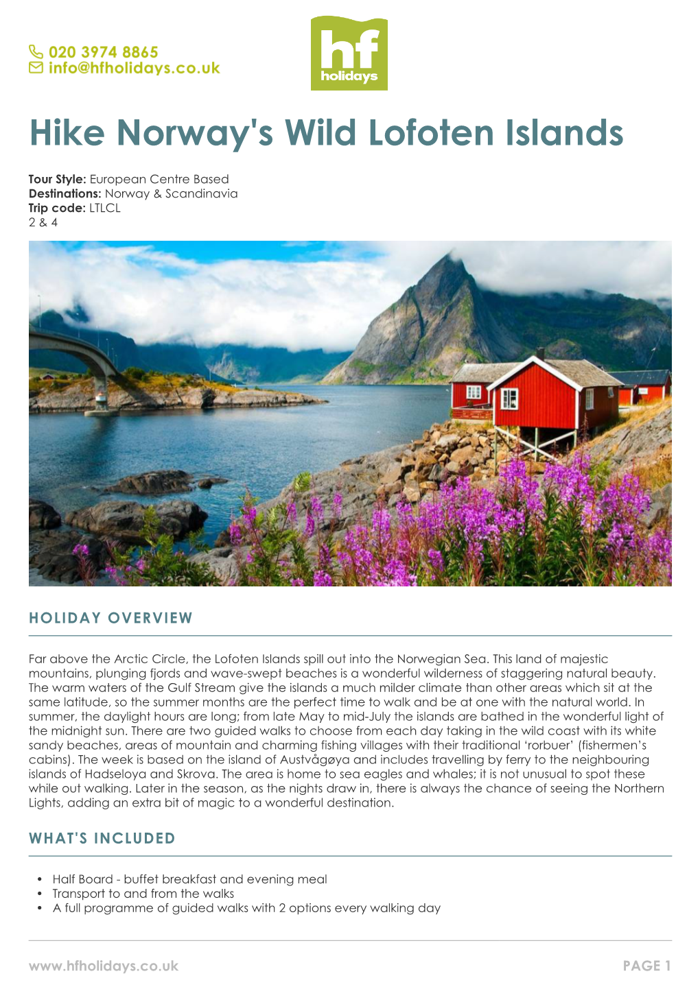 Lofoten Islands Guided Walking Holiday