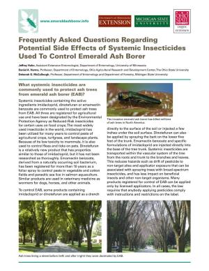 Frequently Asked Questions Regarding Potential Side Effects of Systemic Insecticides Used to Control Emerald Ash Borer