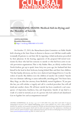 ING DEATH: Medical Aid-In-Dying and the Morality of Suicide