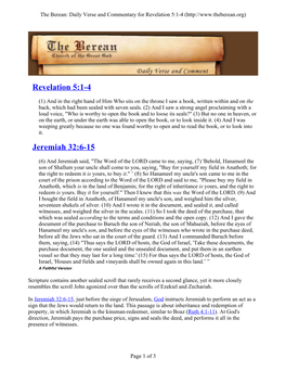 Revelation 5:1-4 Jeremiah 32:6-15