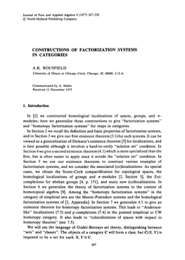 Constructions of Factorization Systems in Categories