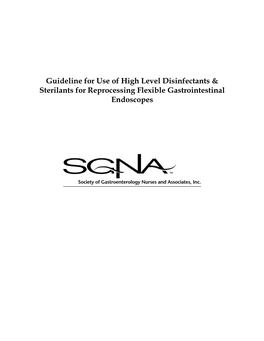 Guideline for Use of High Level Disinfectants & Sterilants For